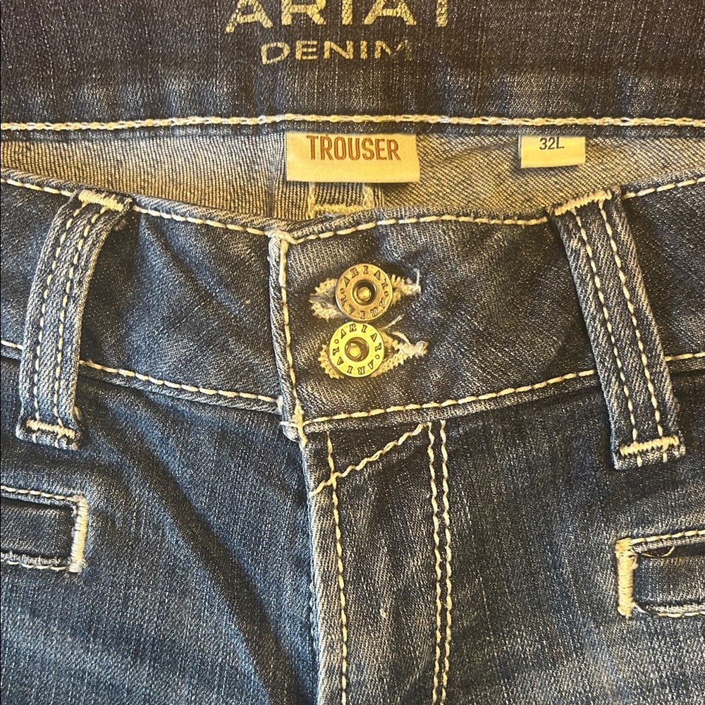 Ariat Blue Denim Trousers with Contrast Stitching 32Long